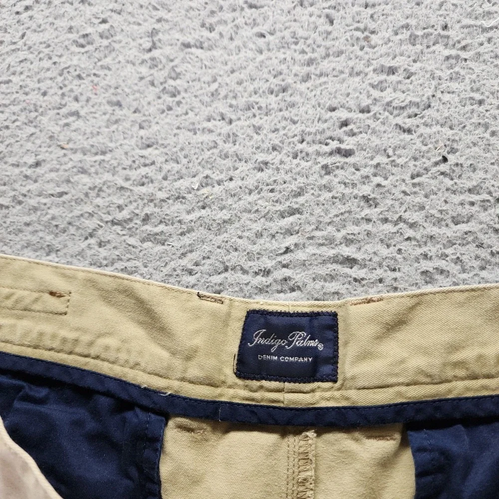 Indigo Palms Pant Mens 40x30 Beige Cotton Chino Straight Relaxed Business Preppy